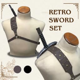 Středověké kožené pouzdro na meč přes rameno nastavitelné LARP cosplay kostým - náhled 3