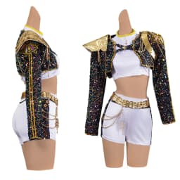 Dětský kostým démon hunter fantasy zlatý outfit pro holky 6-14 let Halloween party - náhled 3