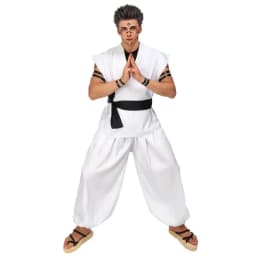 Ryomen Sukuna kostým bílý kung fu oblek s tetováním cosplay kompletní sada - náhled 4
