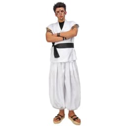 Ryomen Sukuna kostým bílý kung fu oblek s tetováním cosplay kompletní sada - náhled 5