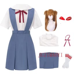 Dámský školní kostým cosplay s parukou a sponkami - uniforma pro Halloween a párty - náhled 2