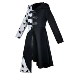 Dětský kostým Cruella Deville černý dalmatinský overal šaty Halloween karneval 4-12 let - náhled 4