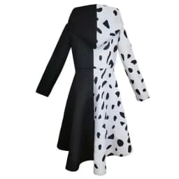 Dětský kostým Cruella Deville černý dalmatinský overal šaty Halloween karneval 4-12 let - náhled 5