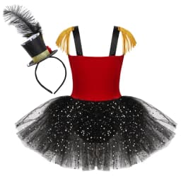 Cirkusový kostým pro dívky s flitry a třásněmi - baletní tutu šaty na Halloween a karneval - náhled 3