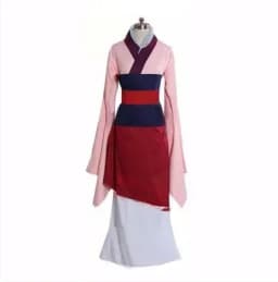 Kostým Mulan princezna šaty modré červené dámské cosplay Halloween karnevalový outfit - náhled 7