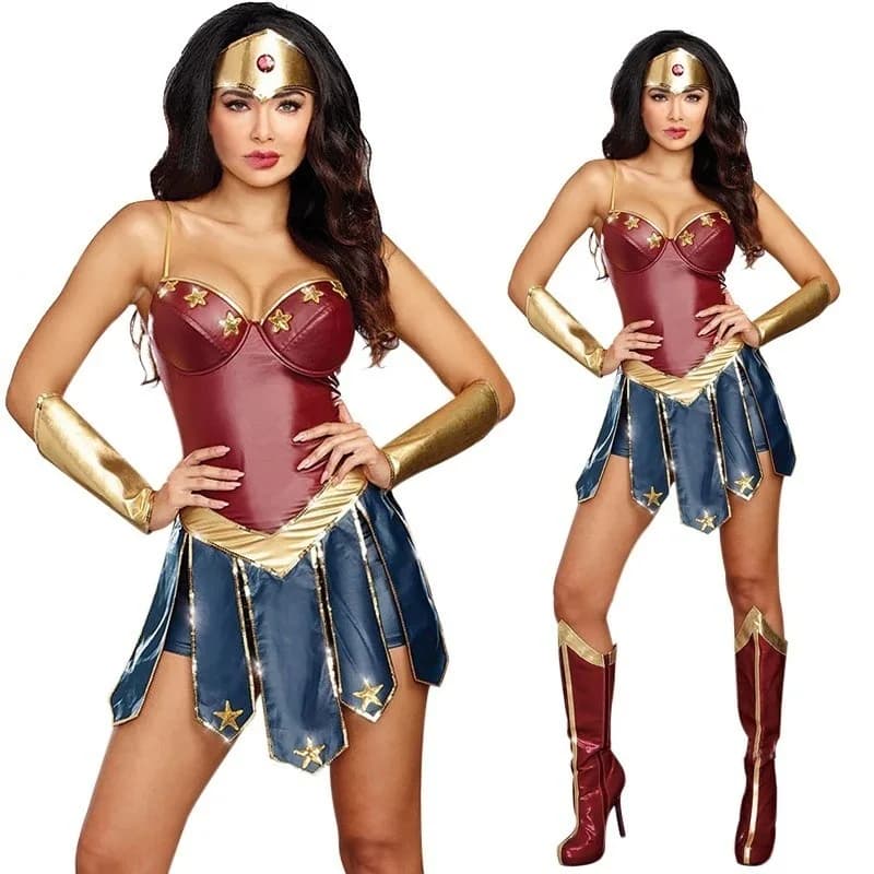 Dámský superhrdina kostým na Halloween - sexy kožený cosplay outfit na párty