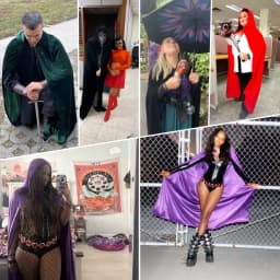 Sametový plášť s kapucí Halloween kostým čarodějnice upír cosplay děti dospělí - náhled 4