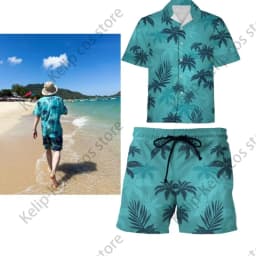Tommy Vercetti Kostým Cosplay Tričko Modré Plážové GTA Vice City Halloween Outfit - náhled 3