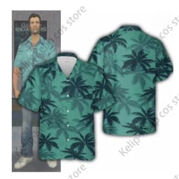 Tommy Vercetti Kostým Cosplay Tričko Modré Plážové GTA Vice City Halloween Outfit - náhled 2