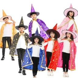 Dětský kouzelník plášť s kloboukem - karnevalový kostým pro Halloween chlapce dívky - náhled 2