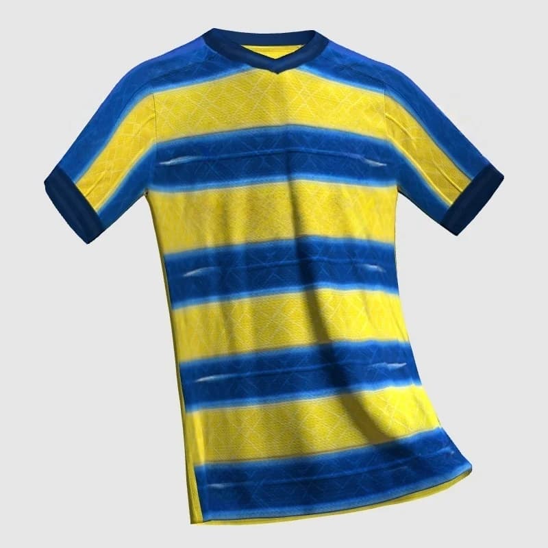 Retro fotbalový dres unisex modro-žlutý pruhovaný 3D rychleschnoucí prodyšný