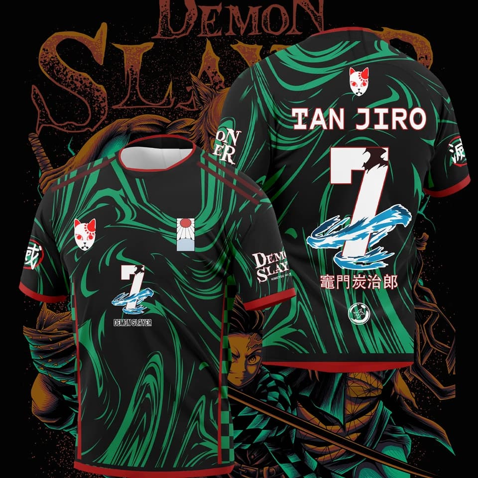 Anime tričko Demon Slayer Tanjirou dres letní breathable košile pro dospělé děti cosplay