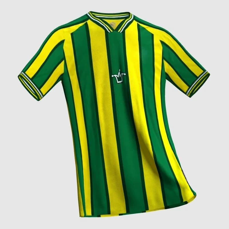 Retro fotbalový dres pro muže i ženy - pruhovaný zeleno-žlutý rychleschnoucí