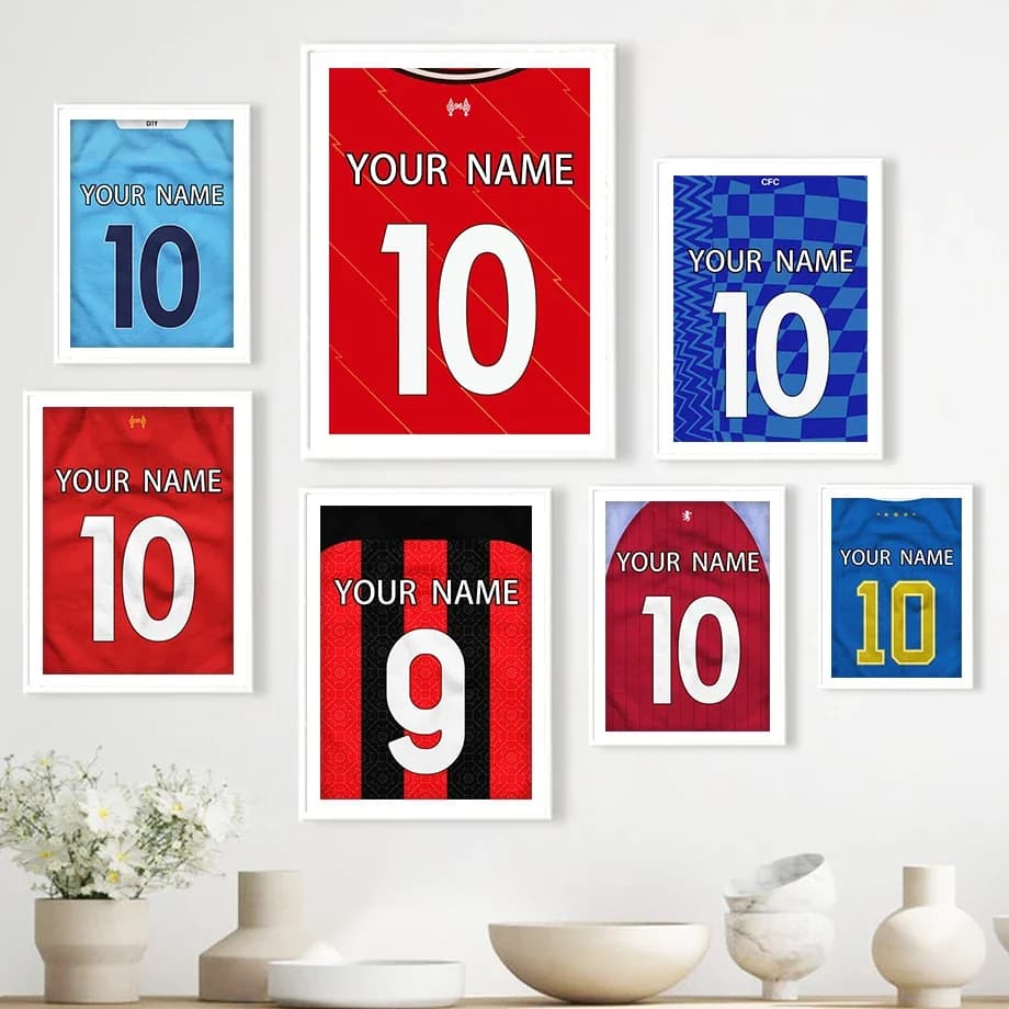 Personalizovaný fotbalový dres - nástěnný obraz na plátně do obývacího pokoje
