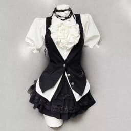 Dámské roztomilé lolita šaty s mašlí a krajkou - Gothic punk mini šatová souprava - náhled 7