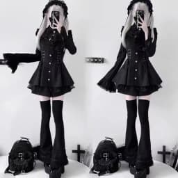 Dámské roztomilé lolita šaty s mašlí a krajkou - Gothic punk mini šatová souprava - náhled 6