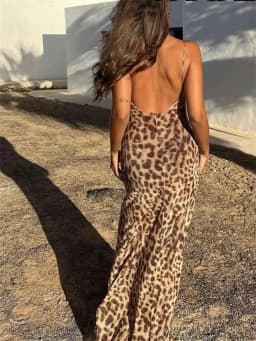 Dámské letní midi šaty s leopardím vzorem - průsvitné, sexy, elegantní, volnočasové oblečení - náhled 7