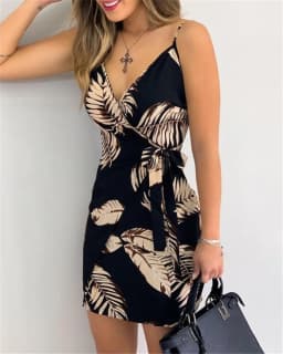 Dámské elegantní letní šaty s úzkými ramínky a véčkovým výstřihem, slim fit koktejlové šaty - náhled 6