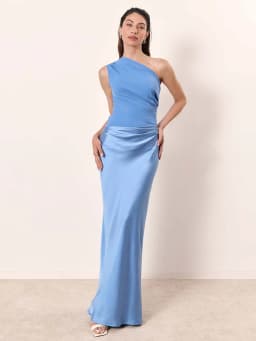 Elegantní dámské večerní šaty saténové jednoramenné štíhlé maxi letní společenské elegantní - náhled 7