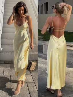 Elegantní dámské letní šaty s výstřihem do V, sexy volné společenské maxi šaty bez zad - náhled 4