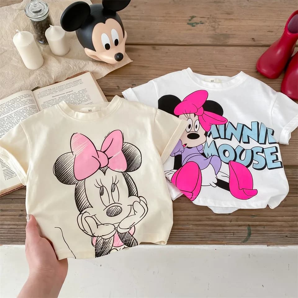 Dětské letní tričko Minnie Mouse krátký rukáv roztomilý potisk 1-6 let