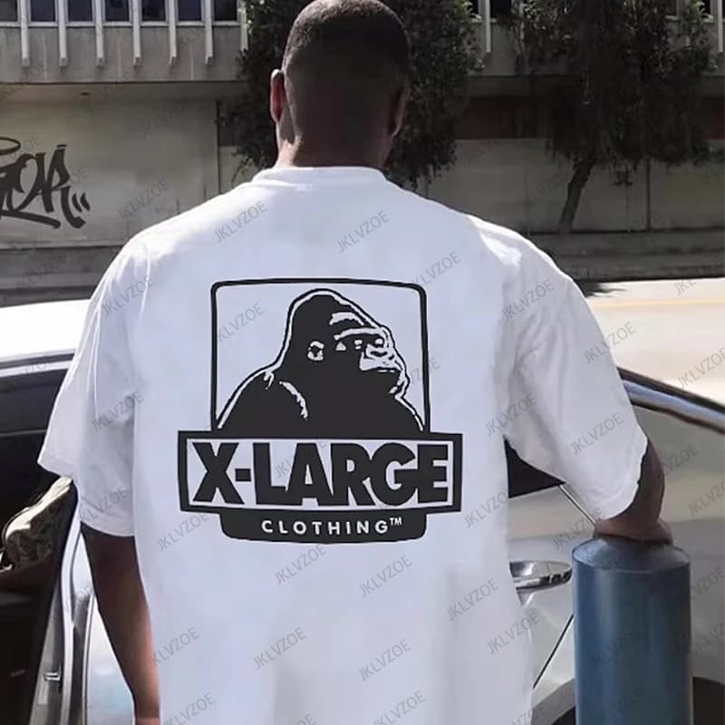 Pánské tričko s gorilou - letní bavlněné tričko s abecedním potiskem, volný střih, módní streetwear