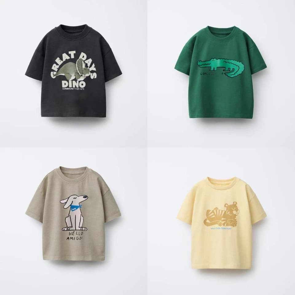 Dětské tričko s roztomilým zvířecím potiskem - letní módní krátký rukáv pro kluky