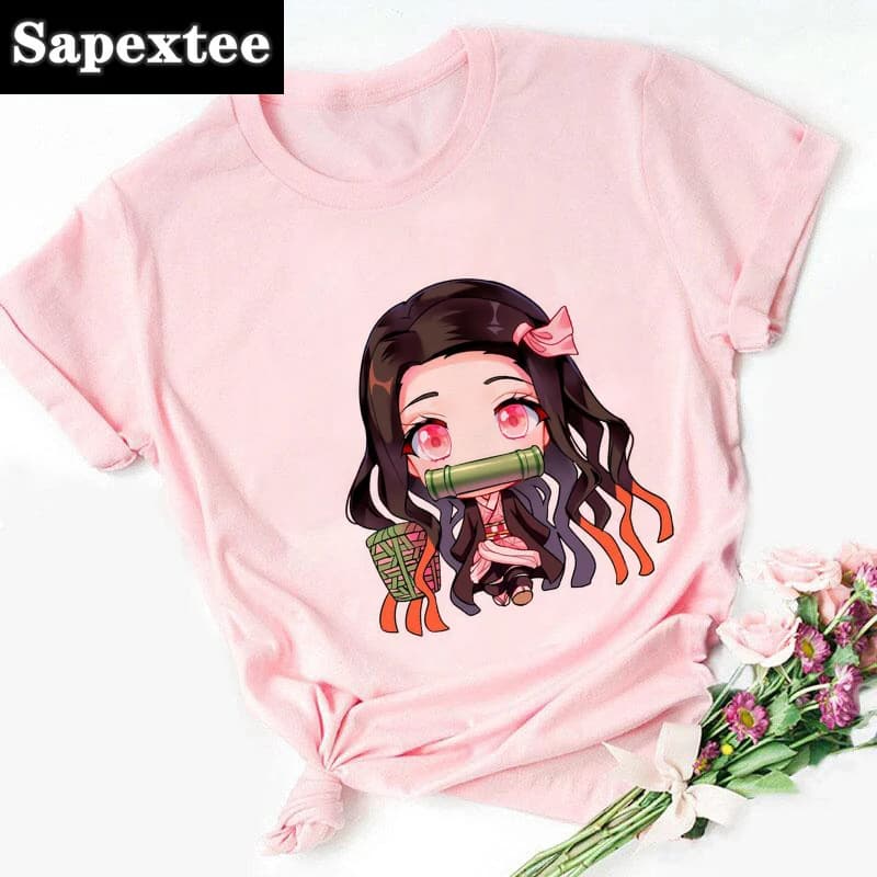 Roztomilé dětské tričko s potiskem anime postavy | Dívčí chlapecké tričko Pink Kawaii