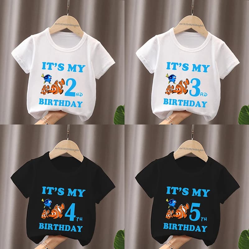 Narozeninové dětské tričko s potiskem mořských rybiček Finding Nemo pro kluky a holky 1-9 let