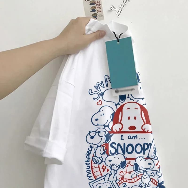 Dětské bavlněné tričko Snoopy - volný střih, letní motiv, unisex, modní trend