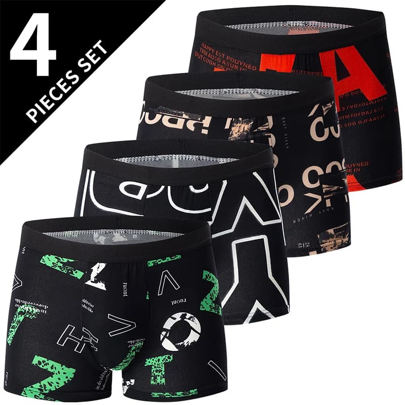 Pohodlné pánské boxerky s potiskem – módní elastické spodní prádlo pro muže a teenagery