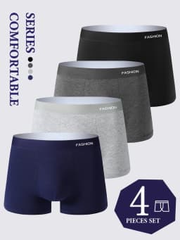 Pánské boxerky 4x sada prodyšné pohodlné elastické spodní prádlo XXL černé - náhled 2