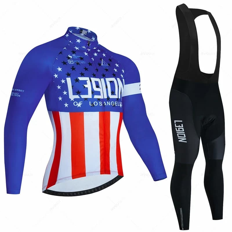 Pánský cyklistický dres a kalhoty - Sportovní sada na kolo, prodyšný, podzimní/jarní, černý