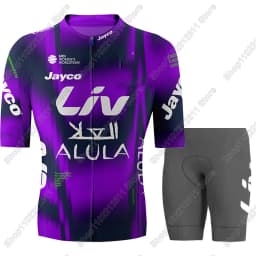 Dámská cyklistická sada fialový dres kraťasy prodyšný sportovní komplet silniční kolo MTB - náhled 5