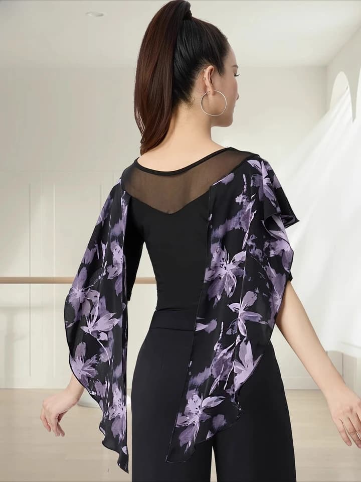 Dámský taneční top černý - elegantní latinské taneční oblečení pro ženy trénink a vystoupení