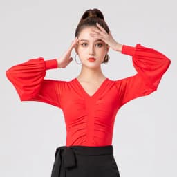 Dámský taneční top Latino styl - fitness trénink samba tango flamenco elastický crop top - náhled 4