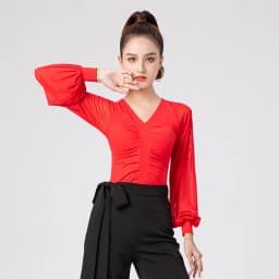 Dámský taneční top Latino styl - fitness trénink samba tango flamenco elastický crop top - náhled 5
