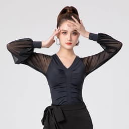 Dámský taneční top Latino styl - fitness trénink samba tango flamenco elastický crop top - náhled 6