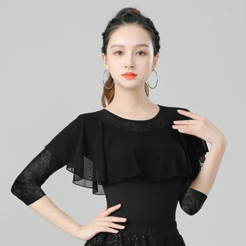 Dámský taneční top s volány - elegantní latinské šaty pro společenský tanec a vystoupení