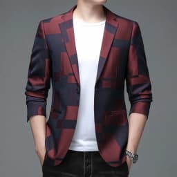 Pánské společenské sako slim fit letní elegantní blazer béžová barva XXL - náhled 5
