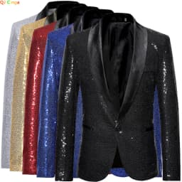 Zlaté pánské sako s flitry - elegantní společenský oblek pro slavnostní příležitosti - náhled 2