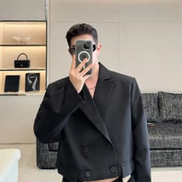 Pánské jarní sako volný střih módní jednobarevné společenské sako slim elegantní kabát - náhled 4