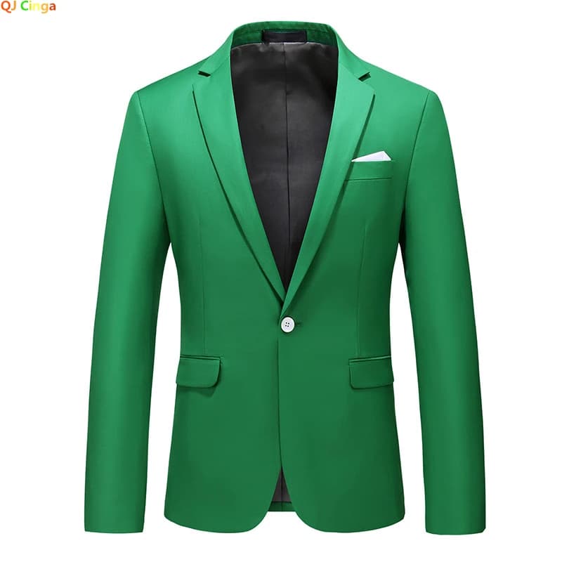 Pánské zelené sako slim fit - elegantní společenský blazer na svatbu a večírky XXS-6XL