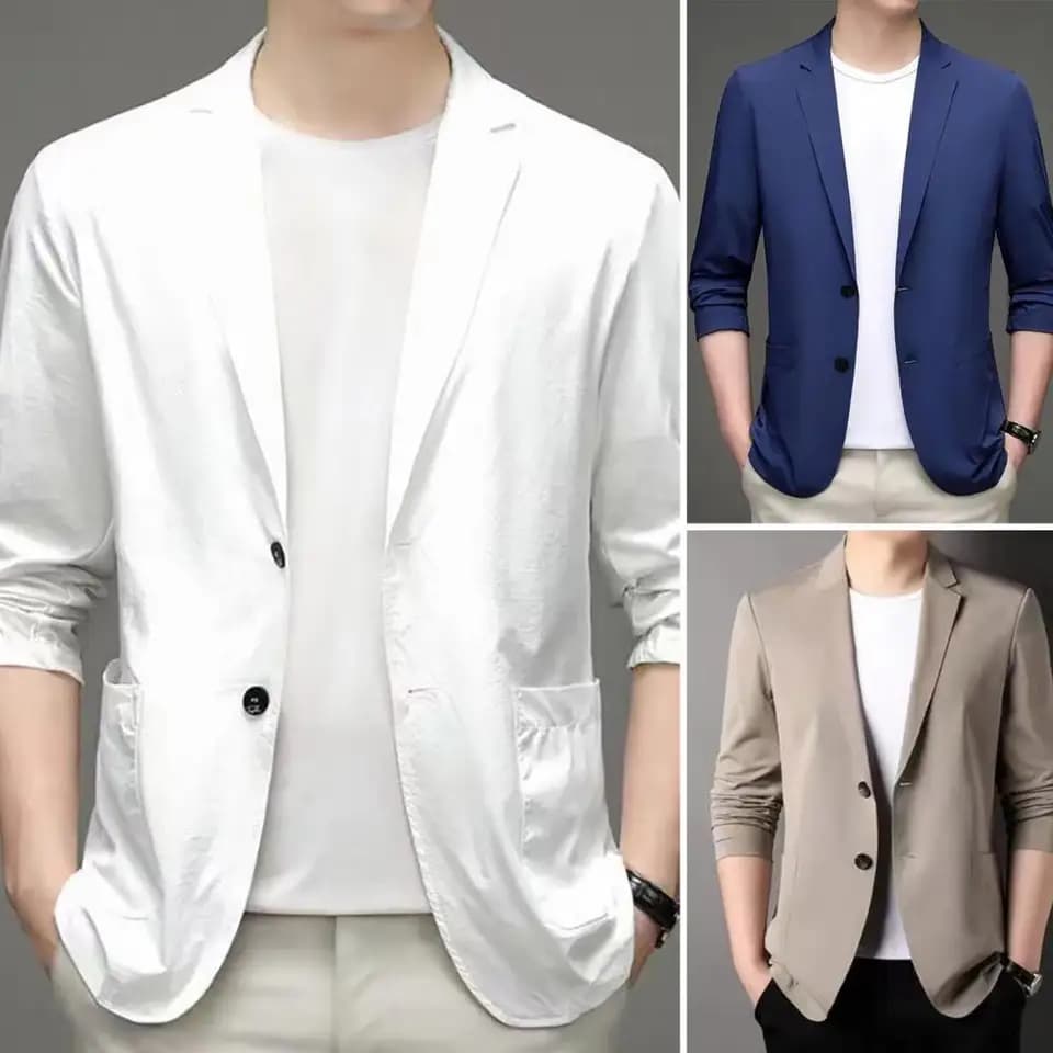 Pánský elegantní oblek sako jednořadové formální kancelářské společenské slim fit