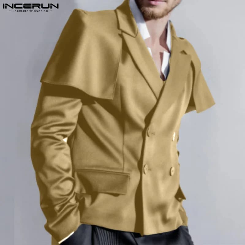 Pánské sako slim fit - elegantní společenský kabát jednobarevný s klopami, módní styl XS-5XL