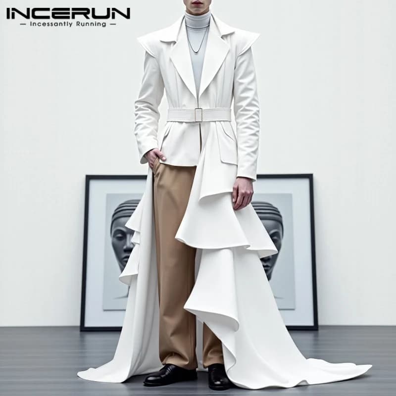 Pánský elegantní blazer s nepravidelným střihem - módní streetwear kabát S-5XL