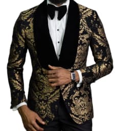 Elegantní pánský svatební oblek s květinovým vzorem a sametovým límcem - Slim Fit - náhled 2