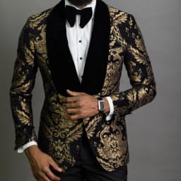 Elegantní pánský svatební oblek s květinovým vzorem a sametovým límcem - Slim Fit - náhled 4
