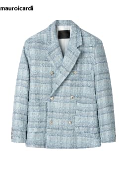 Pánský podzimní elegantní blazer s volným střihem - modré vlněné sako ve vintage stylu - náhled 7