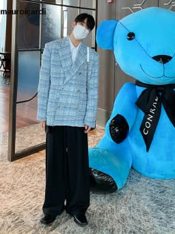 Pánský podzimní elegantní blazer s volným střihem - modré vlněné sako ve vintage stylu - náhled 5